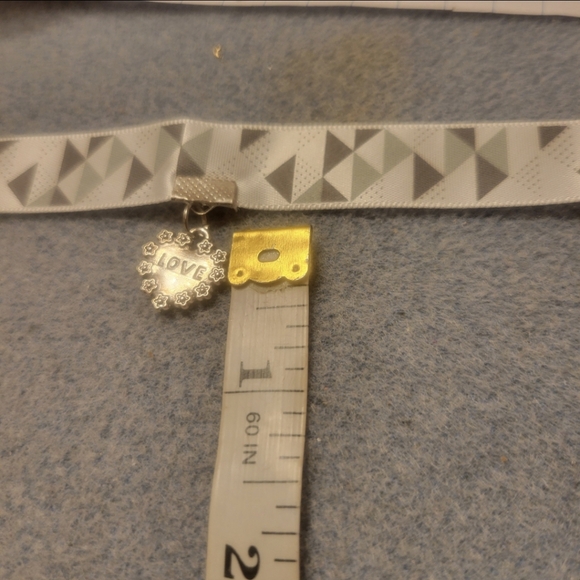 Silver, Gray, and White Choker Necklace with a Love Heart Charm - Picture 7 of 8